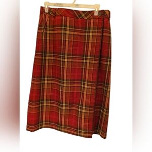 Eddie Bauer Red Plaid A-Line Skirt